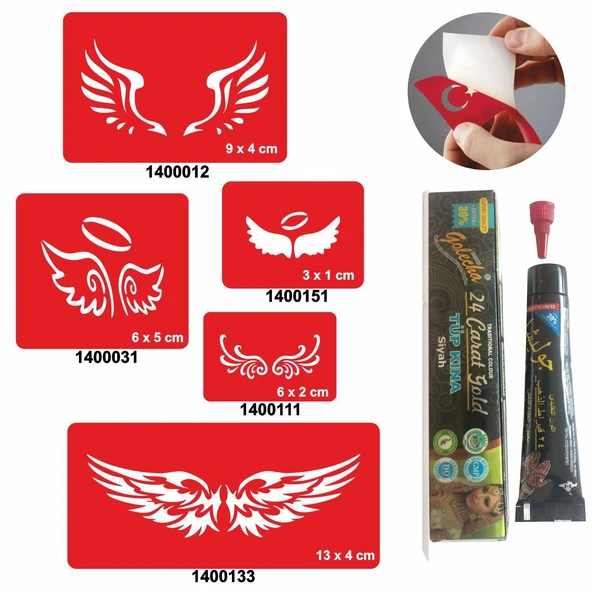 Kanat Desenleri Kına ile Geçici Dövme Yapma Seti ürün görseli 1