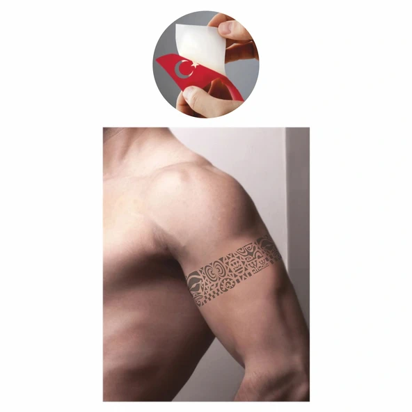 Yeni Yaşam Şerit Kol  Tattoo Geçici Dövme Şablonları Kına Kalıpları - Resim 2