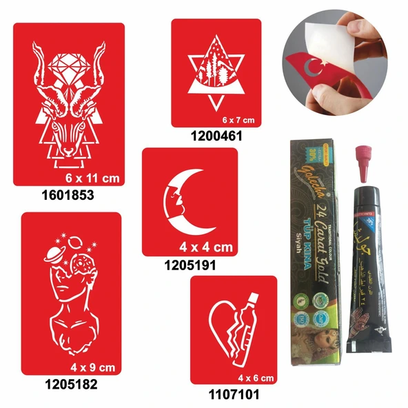 Felsefik Düşünce Desenleri Hint Kınası ile Geçici Dövme Yapma Seti ürün görseli 1