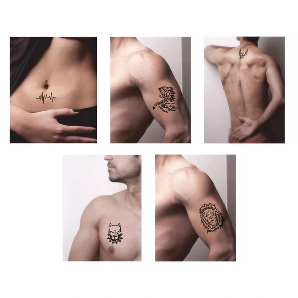 Vahşi Hayvan Desenleri Hint Kınası ile Geçici Dövme Yapma Seti - Resim 2
