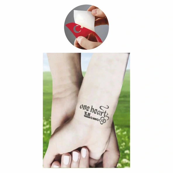Tek Kalp Tattoo Geçici Dövme Şablonları Kına Kalıpları - Resim 2