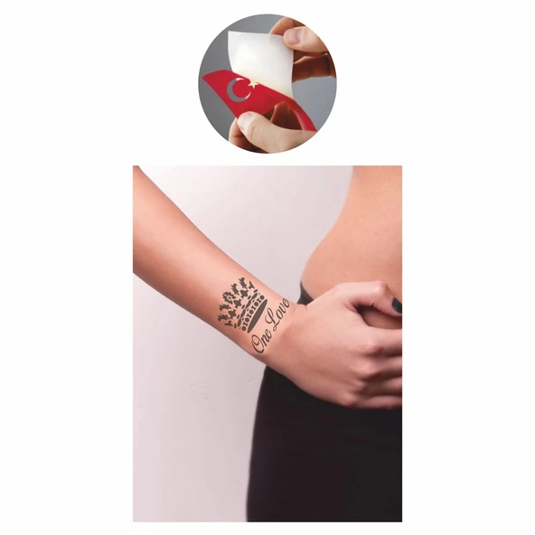 Tek Aşk Tattoo Geçici Dövme Şablonları Kına Kalıpları ürün görseli 1
