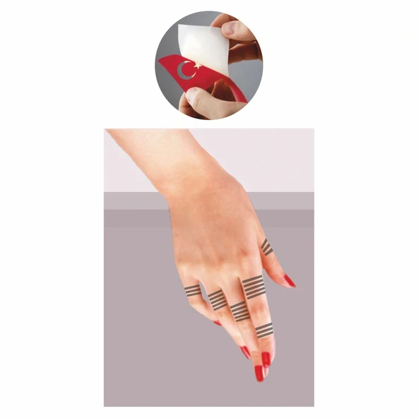 Parmak Çizgi Desenleri Hint Kınası ile Geçici Dövme Yapma Seti - Resim 2