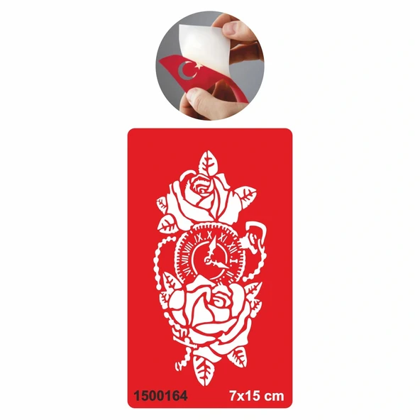 Gül Saati  Tattoo Geçici Dövme Şablonları Kına Kalıpları ürün görseli 1