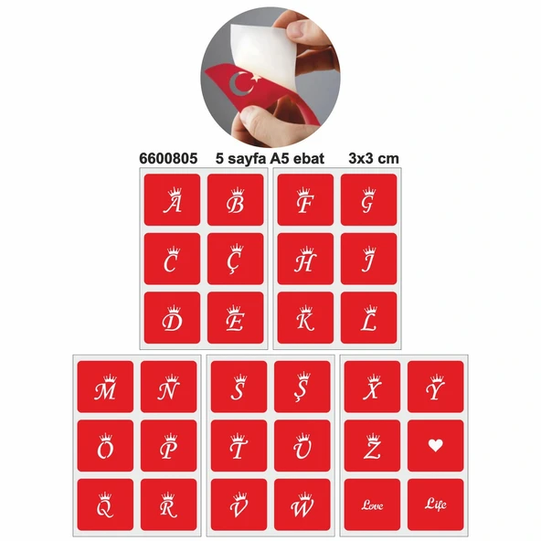 Taçlı Harf Şablon Set Dövme Deseni ürün görseli 1