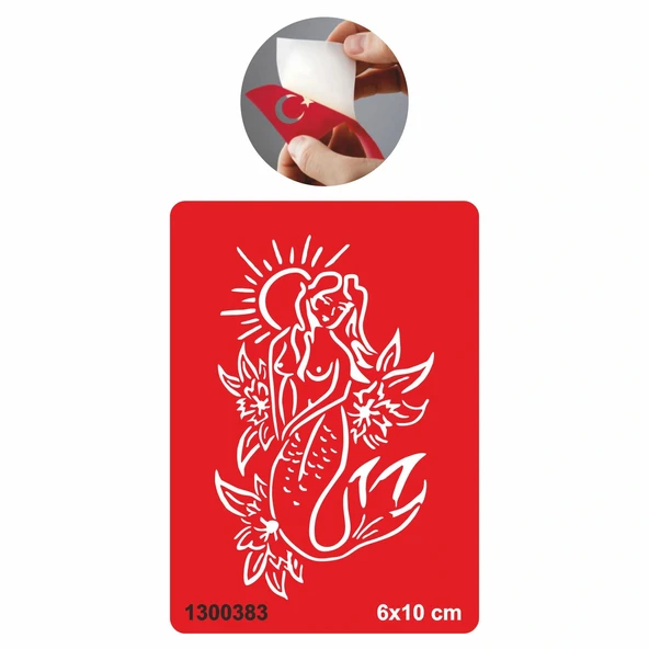 Güneşlenen Deniz Kızı  Tattoo Geçici Dövme Şablonları Kına Kalıpları ürün görseli 1