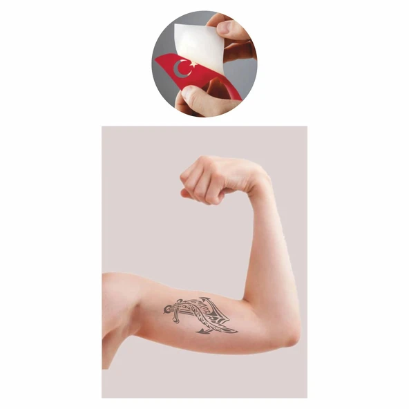 Deniz Tutkusu Çapa  Tattoo Geçici Dövme Şablonları Kına Kalıpları - Resim 2