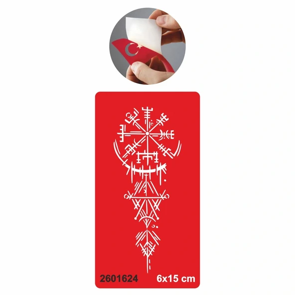 Savaşçı Viking Pusulası    Stencil Tattoo Geçici Dövme Şablonları Kına Kalıpları