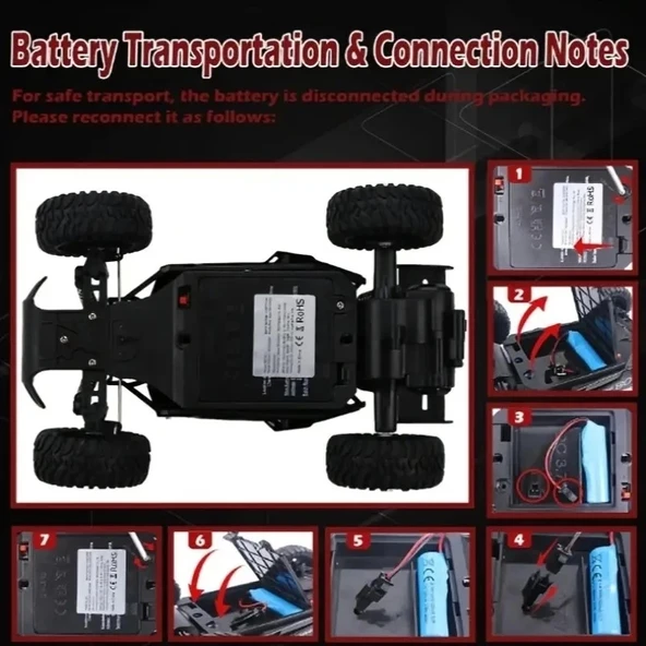1:16 Off Road Şarjlı RC Uzaktan kumandalı TURUNCU Arazi Aracı 5 Kanallı Tek Bataryalı 20 Km/s Hızında Hediyelik Oyuncak - 6