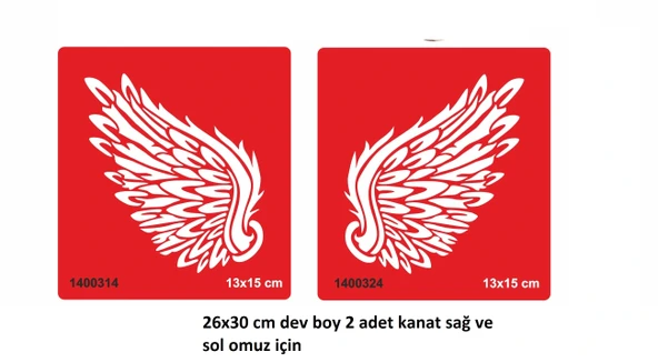 Dev Boy 2 Adet Kanat Sağ ve Sol Omuz Geçici Dövme Şablonu ürün görseli 1