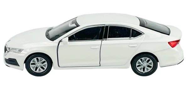 Oyuncak Metal Model Araba 1/36 Çek Bırak Beyaz Octavia - 4