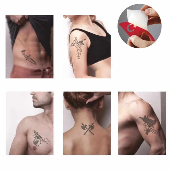 Silah Desenleri Hint Kınası ile Geçici Dövme Yapma Seti - Resim 2