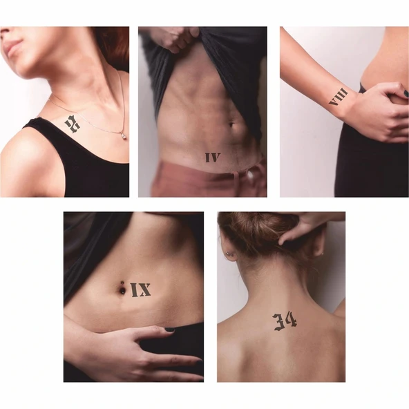 Rakam Dövmesi  1 Adet Rakam Dövme Deseni Tattoo Geçici Dövme Şablonları Kına Kalıpları ürün görseli 1