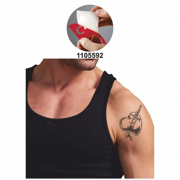 Hançerli Kalp Tattoo Geçici Dövme Şablonları Kına Kalıpları - 2