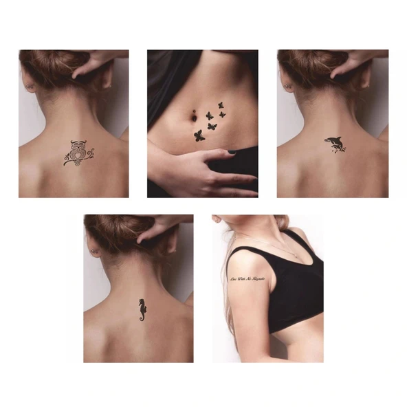 Kuş ve Balık Desenleri Hint Kınası ile Geçici Dövme Yapma Seti - Resim 2