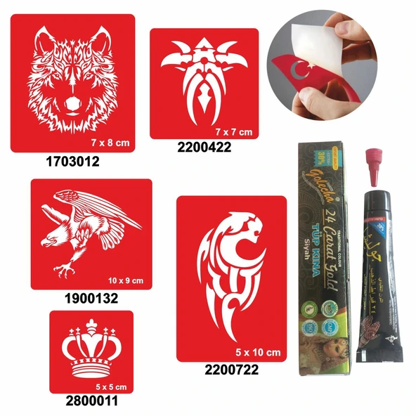 Vahşi Tribal Desenleri Hint Kınası ile Geçici Dövme Yapma Seti ürün görseli 1