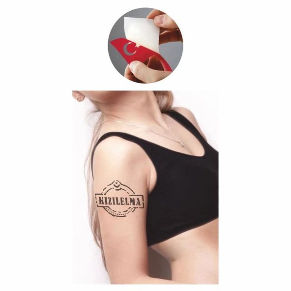 Kızıl Elma Ülkücü  Tattoo Geçici Dövme Şablonları Kına Kalıpları - Resim 2