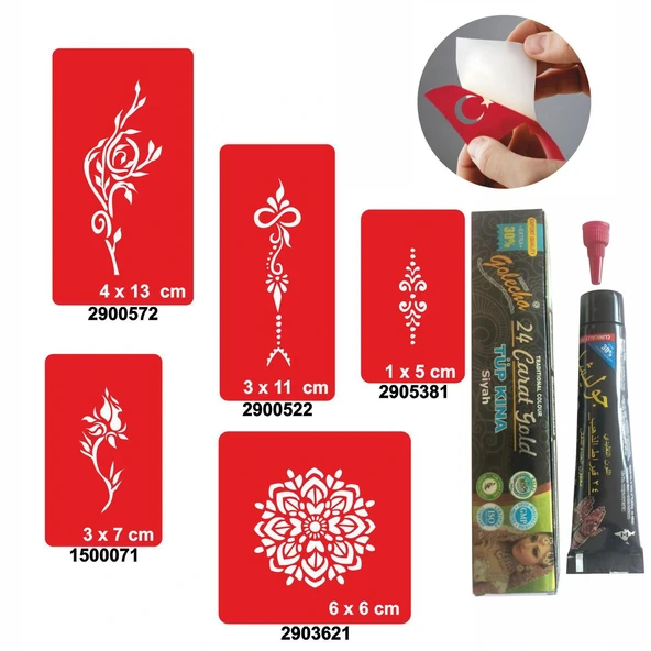 Çiçekli Desenler Kına ile Geçici Dövme Yapma Seti ürün görseli 1