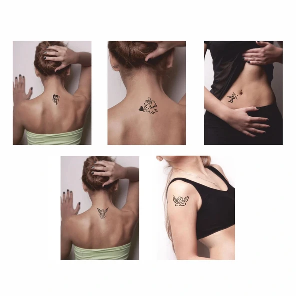 Melek ve Kanat Desenleri Kına ile Geçici Dövme Yapma Seti - Resim 2