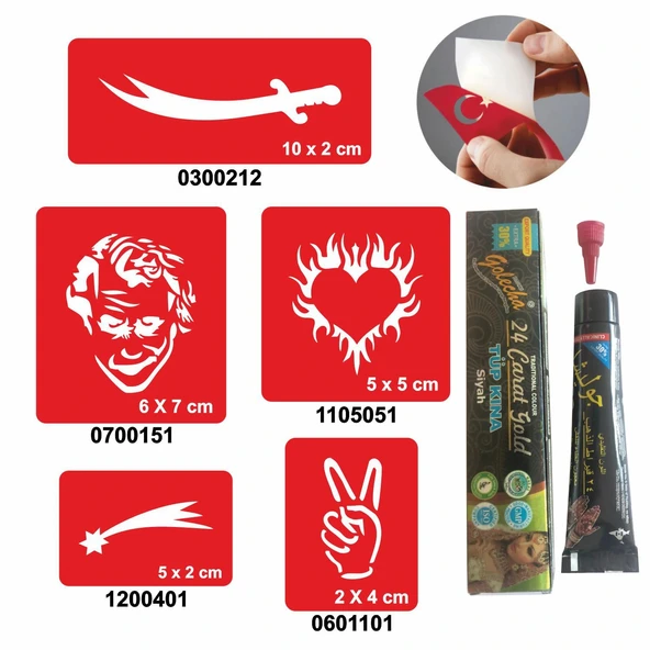 Kılıç Joker desenleri Hint Kınası ile Geçici Dövme Yapma Seti ürün görseli 1