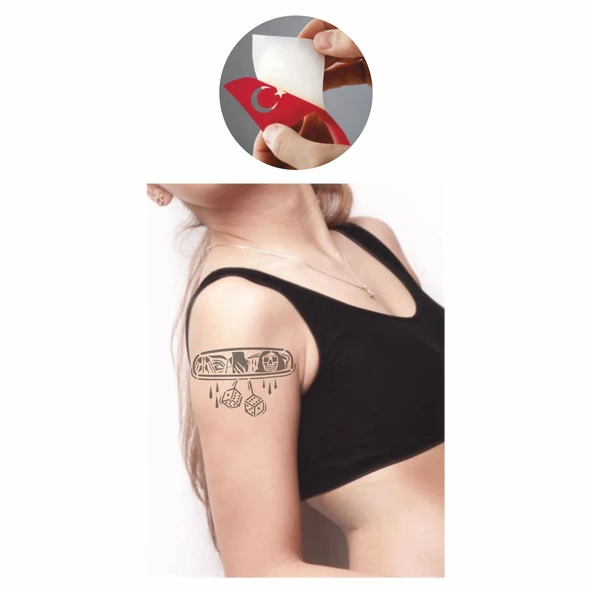 Dikiz Aynası Azrail Zar  Tattoo Geçici Dövme Şablonları Kına Kalıpları - Resim 2