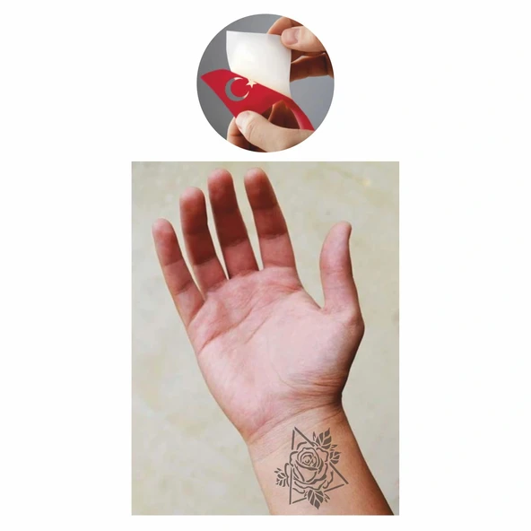 Doğada Valknut Gül Tattoo Geçici Dövme Şablonları Kına Kalıpları - Resim 2