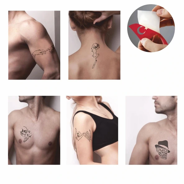 Dumanlı Kurukafa Hint Kınası ile Geçici Dövme Yapma Seti - Resim 2