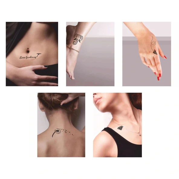 Elmas ve Fil Desenleri Hint Kınası ile Geçici Dövme Yapma Seti - Resim 2