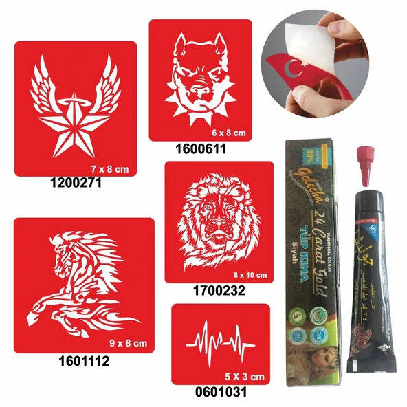 Vahşi Hayvan Desenleri Hint Kınası ile Geçici Dövme Yapma Seti ürün görseli 1