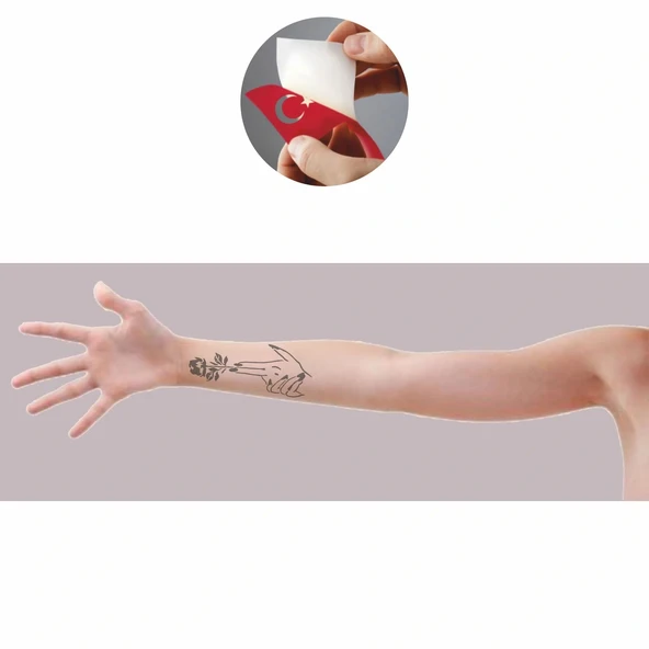 Silah ve Gül  Tattoo Geçici Dövme Şablonları Kına Kalıpları - Resim 2