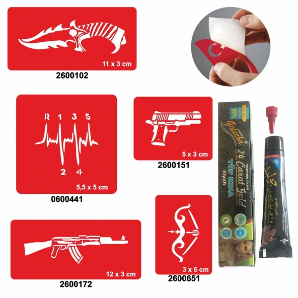 Vites Keleş Desenleri Hint Kınası ile Geçici Dövme Yapma Seti ürün görseli 1