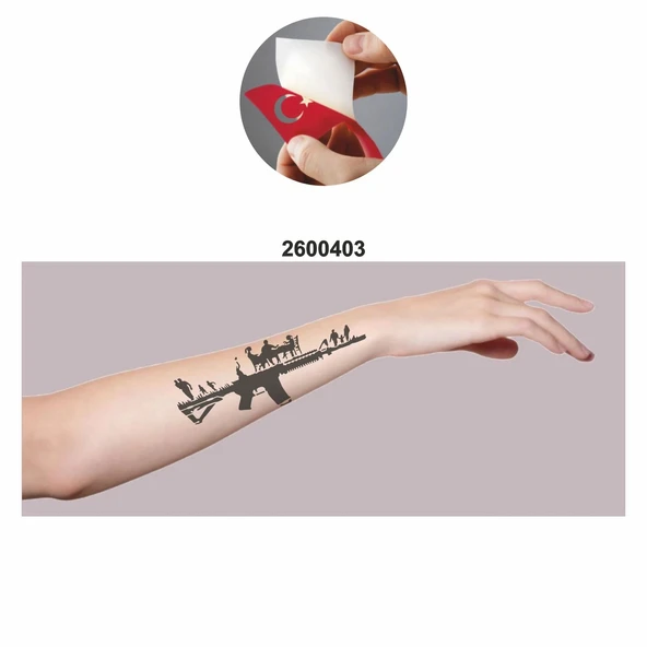 Keleş Silah ve Yaşam Geçici Dövme Tattoo Geçici Dövme Şablonları Kına Kalıpları - Resim 2