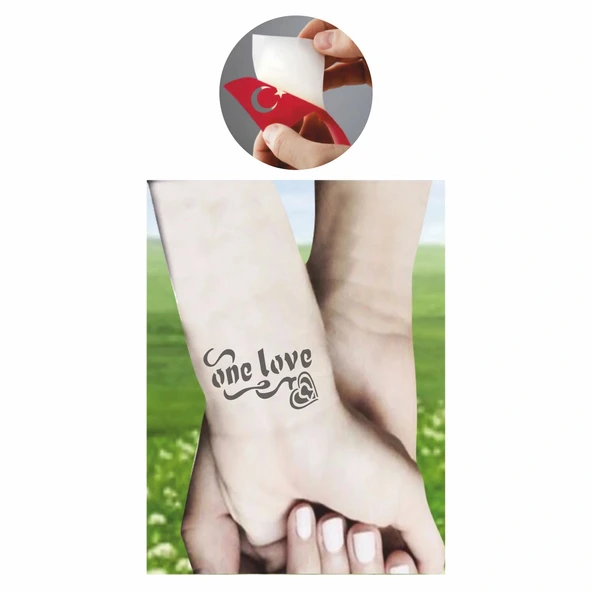 Tek Aşk Tattoo Geçici Dövme Şablonları Kına Kalıpları - Resim 2