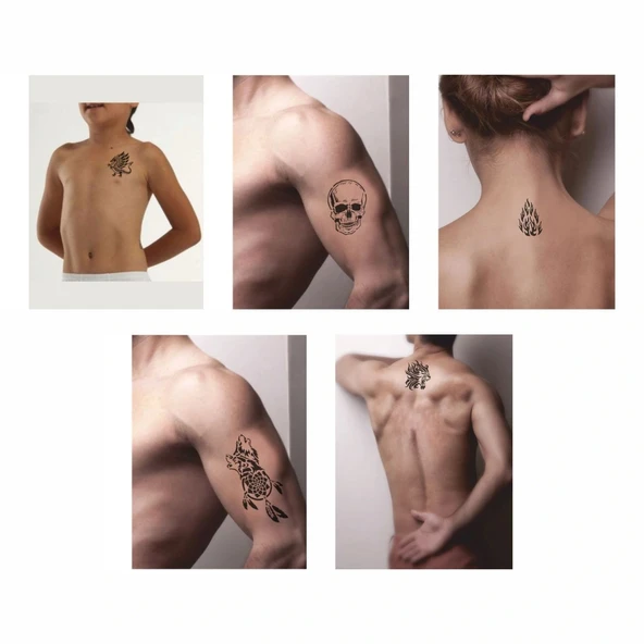 Vahşi Alev Desenleri Hint Kınası ile Geçici Dövme Yapma Seti - Resim 2