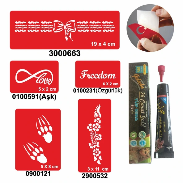 Sonsuz Pençe Desenleri Hint Kınası ile Geçici Dövme Yapma Seti ürün görseli 1