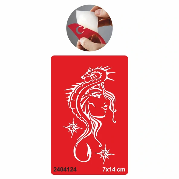 Kadın Ve Dragon Tattoo Geçici Dövme Şablonları Kına Kalıpları ürün görseli 1