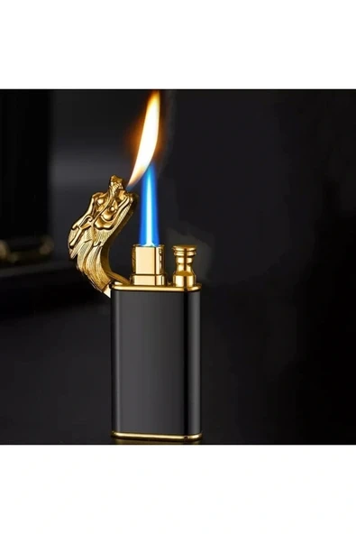 AlsepeteAvm Ejderha Figürlü Çift Alev Çakmak ürün görseli 1