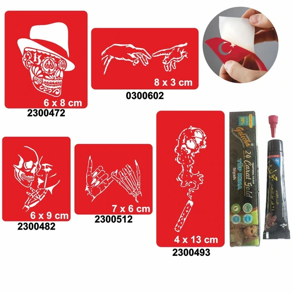 Dumanlı Kurukafa Hint Kınası ile Geçici Dövme Yapma Seti ürün görseli 1