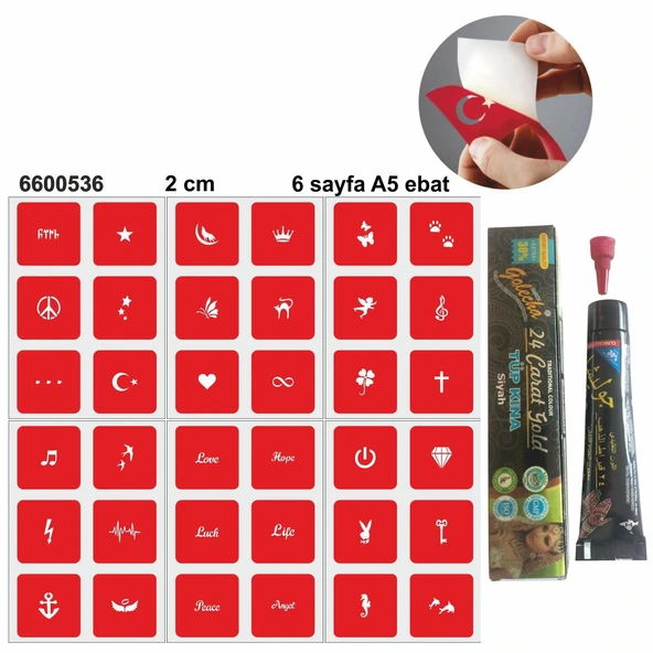 Minimal Desenler Hint Kınası ile Geçici Dövme Yapma Seti ürün görseli 1