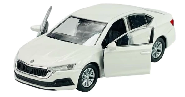 Oyuncak Metal Model Araba 1/36 Çek Bırak Beyaz Octavia - 1