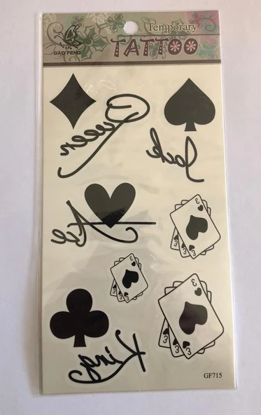 İskambil  Yapıştırma Sticker Dövme Geçici Dövme Temporary Tattoos ürün görseli 1