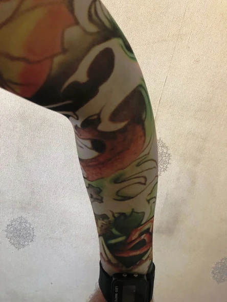 Çift Kol Giyilebilir Dövme Ateş Tribal Desenler Tattoo Sleeve ürün görseli 1