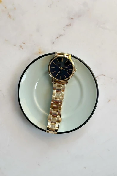 Tirol Siyah Kadran Gold Kordon Kadın Kol Saati - Resim 3