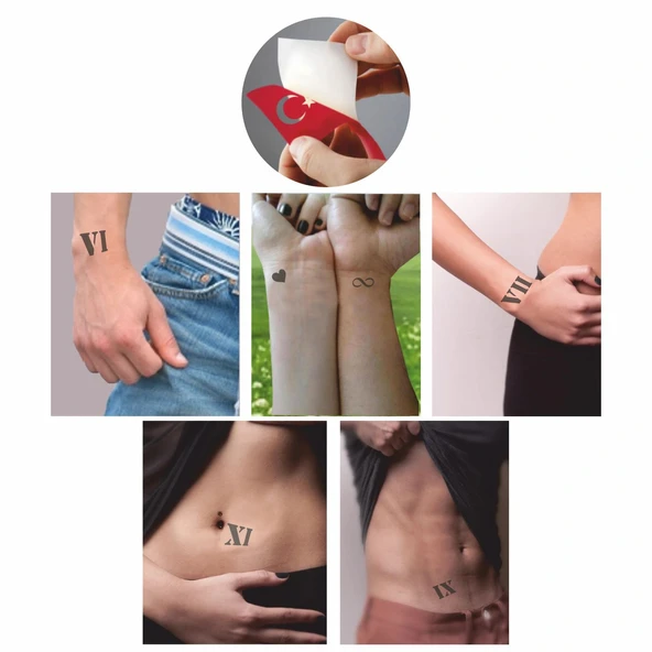 Roma Rakamı 5'li Set Dövme Kına Şablonu - Resim 2