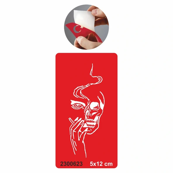 Tiryaki Kuru Kafa Tattoo Geçici Dövme Şablonları Kına Kalıpları