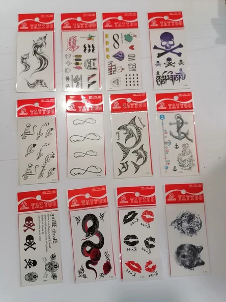 12 Adet Birden Minimal Yapıştırma Dövme Model 8 ürün görseli 1