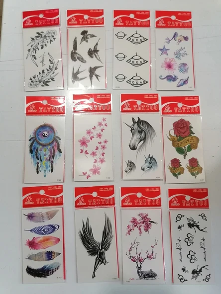 12 Adet Birden Minimal Yapıştırma Dövme Model 5 ürün görseli 1