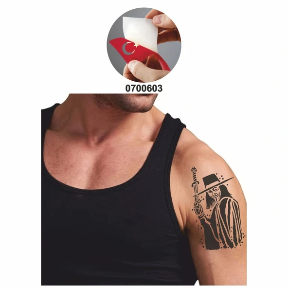 V for Vendetta  Tattoo Geçici Dövme Şablonları Kına Kalıpları - Resim 2