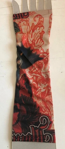 Çift Kol Giyilebilir Dövme Magma Desenler Tattoo Sleeve - Resim 2