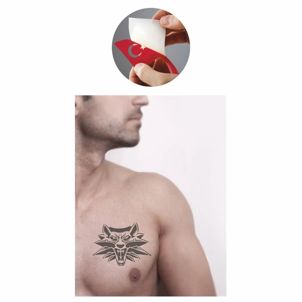 Witcher Ak Kurt Dövme  Tattoo Geçici Dövme Şablonları Kına Kalıpları - 2
